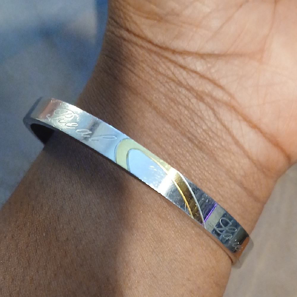 Silver and Gold Engraved Bracelet